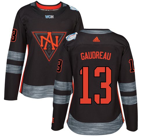 Team North America #13 Johnny Gaudreau Black 2016 World Cup Women's Stitched NHL Jersey - Click Image to Close
